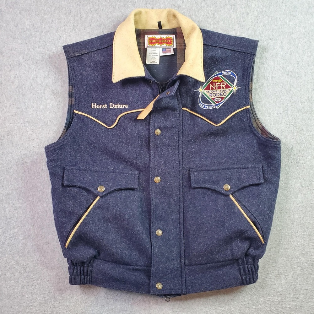 VTG Schaefer Outfitter X Gold Coast Vest Mens Med Wool Leather Collar USA Made